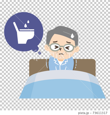 夜間頻尿で寝不足の高齢男性 夜間頻尿で寝不足の高齢男性 73611317