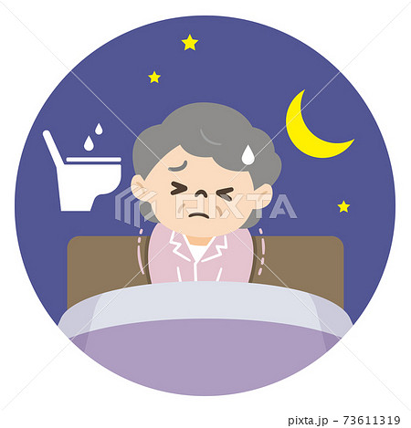 夜間頻尿で寝不足の高齢者 夜間頻尿で寝不足の高齢者 73611319