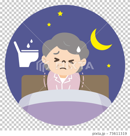 夜間頻尿で寝不足の高齢者 夜間頻尿で寝不足の高齢者 73611319