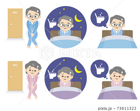 夜間頻尿で寝不足の高齢者 夜間頻尿で寝不足の高齢者 73611322