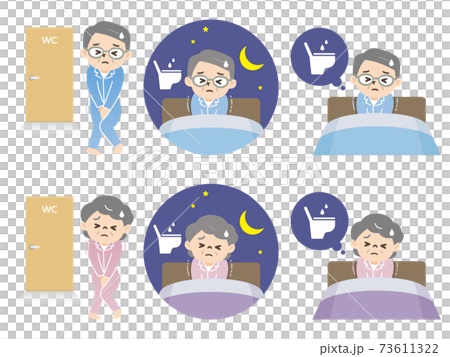 夜間頻尿で寝不足の高齢者 夜間頻尿で寝不足の高齢者 73611322