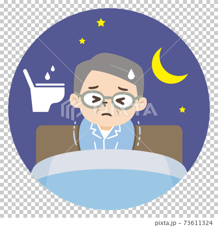 由於夜間尿頻導致睡眠不足的老人 73611324