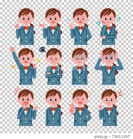 High school girl illustration material set 73611397