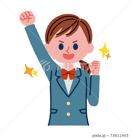 やる気がある女子高校生のイラスト素材のイラスト素材