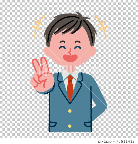 Illustration material of high school boys doing peace Illustration material of high school boys doing peace 73611412