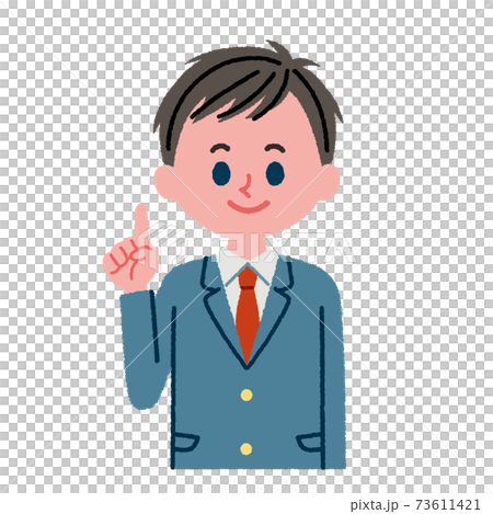 Illustration material of high school boy pointing finger Illustration material of high school boy pointing finger 73611421