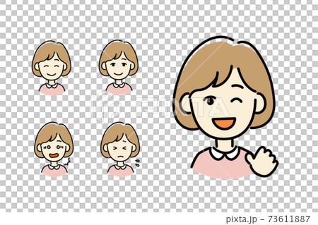 Simple illustration of women Emotions and sorrows set 73611887