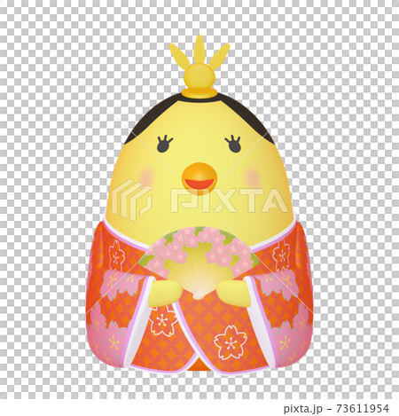 ひな祭りのイラスト 玉子の雛人形 ひよこ 女雛 1 4 のイラスト素材