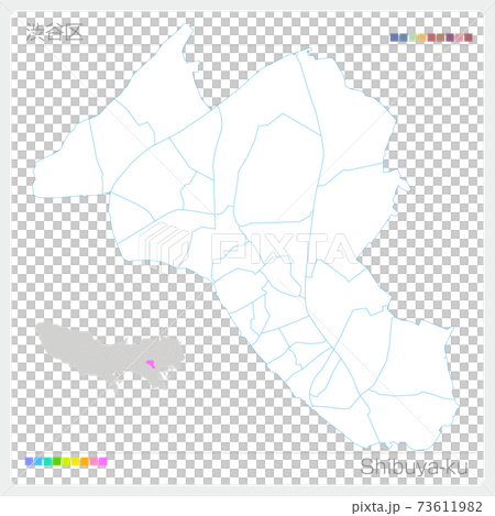 渋谷区 Shibuya Ku 白地図 東京都 のイラスト素材