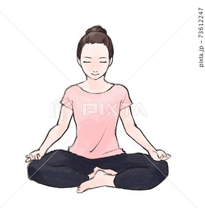 ヨガをする女性 安楽座のポーズ のイラスト素材