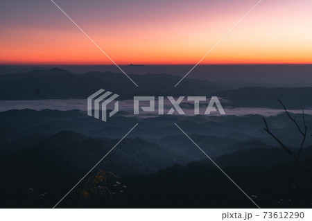 purple light in the early morning,Landscape mountain in the morning purple light in the early morning,Landscape mountain in the morning 73612290