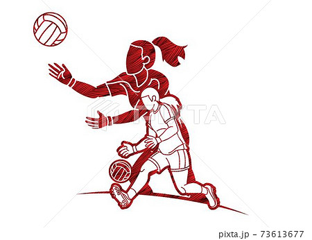 Group of Gaelic Football Women Players Action Cartoon Graphic Vector 73613677
