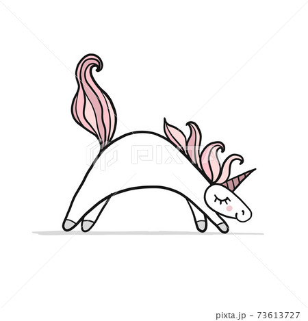 Funny Unicorn doing yoga, sketch for your design Funny Unicorn doing yoga, sketch for your design 73613727