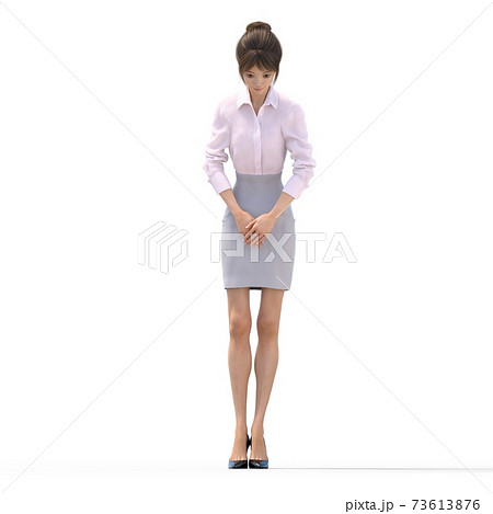 お辞儀する女性　perming3DCGイラスト素材 73613876