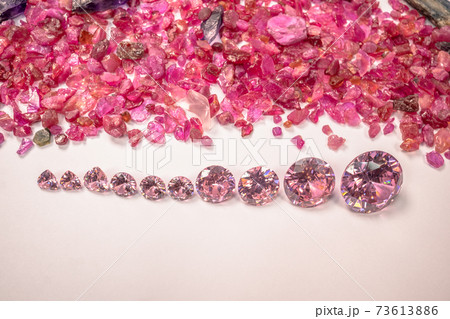 pink sapphires diamonds in different size on white ground pink sapphires diamonds in different size on white ground 73613886