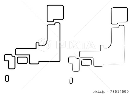 デフォルメ線画の日本地図 手書き風のイラスト素材