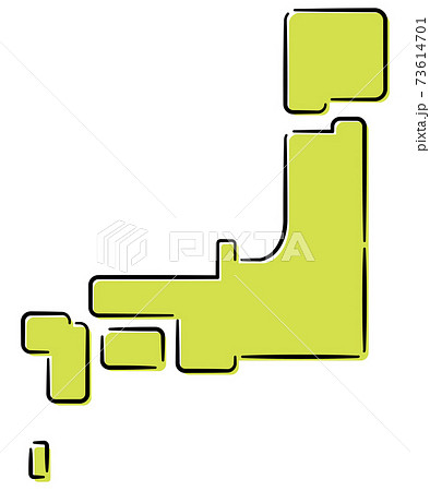 手描き風のかわいいデフォルメ日本地図のイラスト素材