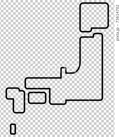 デフォルメ線画のシンプルな日本地図のイラスト素材