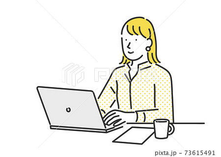 リモートワークで仕事をするビジネスパーソンのイラスト素材 73615491