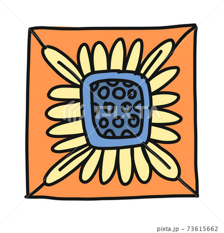 Decorated tiles. Square shape. Floral Ornament for your design 73615662