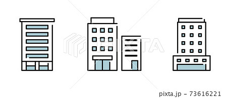 ビルのイラストのセット アイコン 高層ビル 建物 ビル群 ビジネス ホテル マンションのイラスト素材