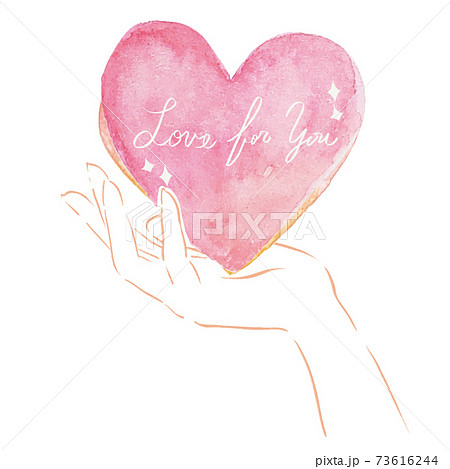 水彩 ハート 手 ハンドモデル 愛 バレンタイン 記念日 母の日 福祉 家族 恋人 カットイラストのイラスト素材