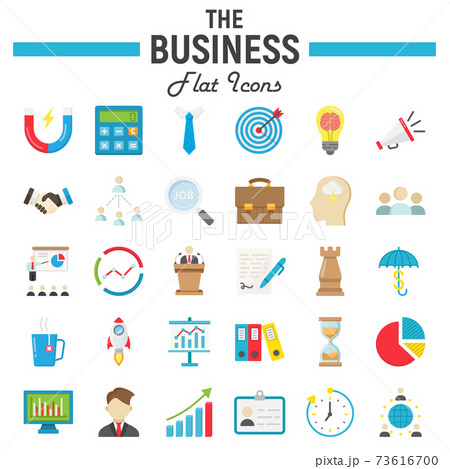 Business flat icon set, finance symbols collection 73616700