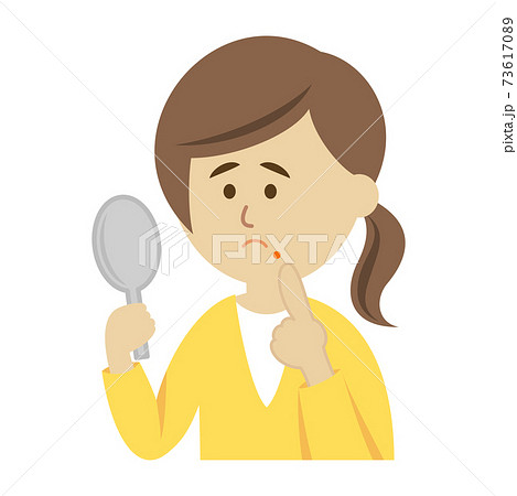 ニキビが出来て困る女性イラストイメージのイラスト素材