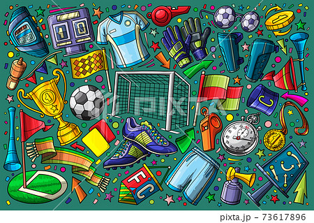 Football, soccer doodle set vector illustration background 73617896