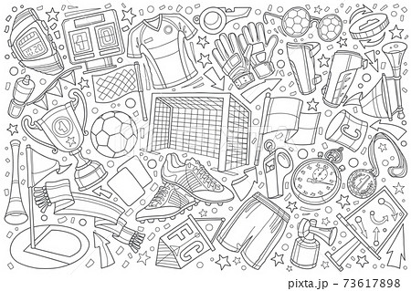 Football, soccer doodle set vector illustration background 73617898
