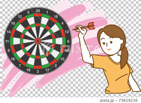 ダーツの的を狙っている女性のイメージイラスト ダーツの的を狙っている女性のイメージイラスト 73619216