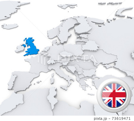 United Kingdom on map of Europe United Kingdom on map of Europe 73619471