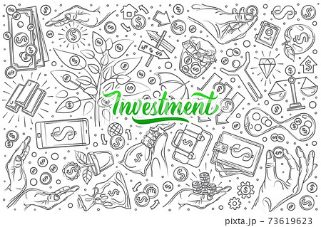 Hand drawn investment set doodle vector background Hand drawn investment set doodle vector background 73619623
