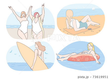 Vacations, traveling, summer holidays near sea concept. 73619951