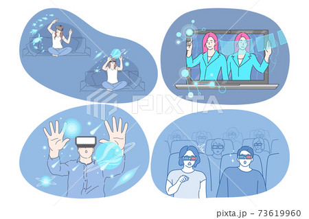 Virtual reality and cyberspace through 3d glasses concept 73619960