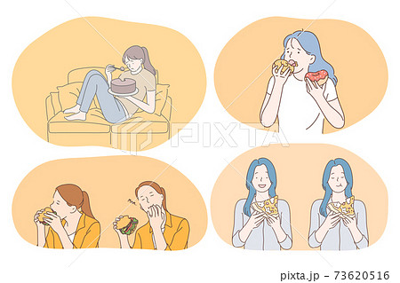 Unhealthy eating, fast and junk food, calories concept 73620516