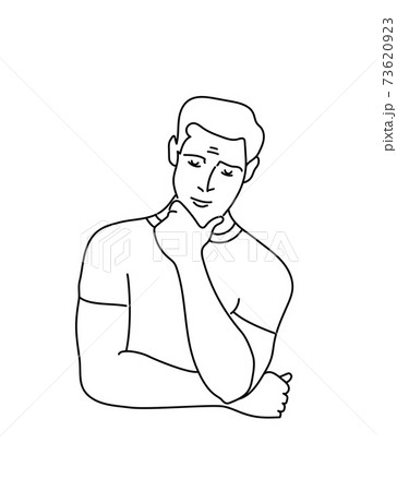 linear hand drawn sihouette of young thinking man linear hand drawn sihouette of young thinking man 73620923