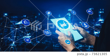 Industry 4.0 technology concept - Smart factory for fourth industrial revolution Industry 4.0 technology concept - Smart factory for fourth industrial revolution 73621305