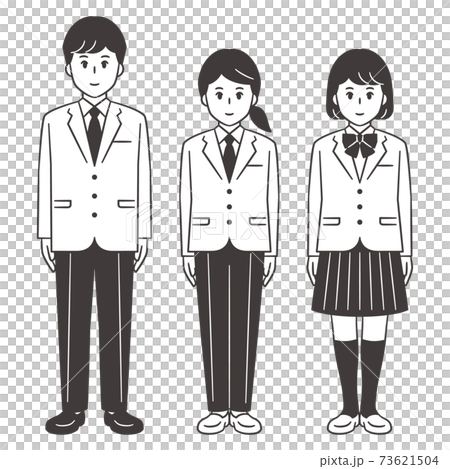 中高生　男女　全身　ブレザー　女子スラックスあり 73621504