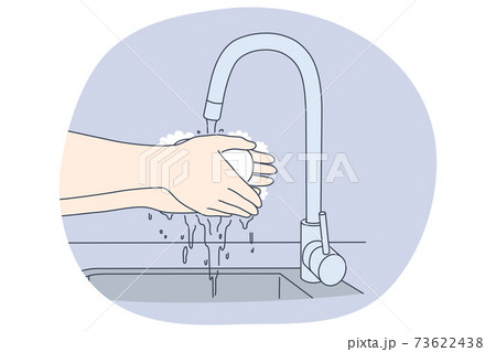 cartoon people washing hands