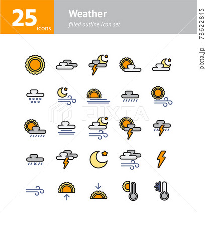 Weather filled outline icon set. Vector and Illustration. Weather filled outline icon set. Vector and Illustration. 73622845