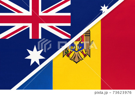 Australia and Moldova, symbol of national flags from textile. 73623976