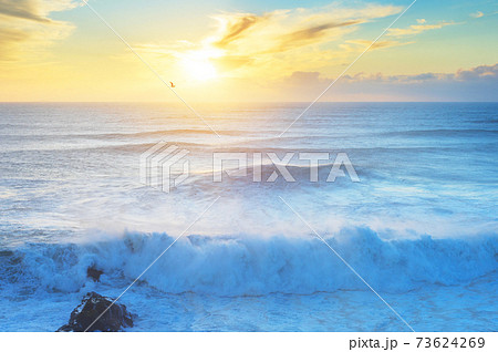 Atlantic ocean sunset Portugal waves Atlantic ocean sunset Portugal waves 73624269
