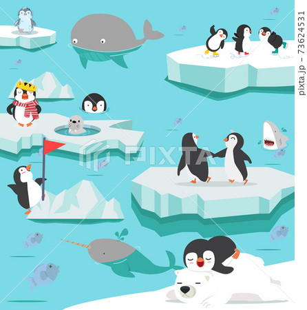 North pole winter arctic animals landscape cartoon 73624531