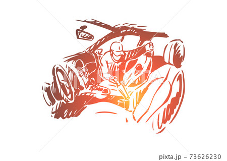 Station employee cleaning automobile interior, vehicle maintenance worker with vacuum cleaner 73626230