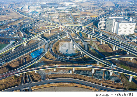 「埼玉県」久喜白岡ジャンクションの空撮 73626791