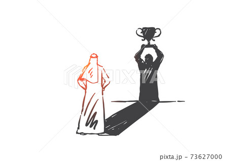 Success, leadership, self-confidence concept sketch. Hand drawn isolated vector illustration 73627000