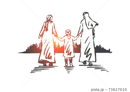 Family, parents and child, generations concept sketch. Hand drawn isolated vector illustration 73627010