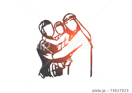 Family, parents and child, generations concept sketch. Hand drawn isolated vector illustration 73627023