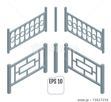 Isometric Metal fence sections. Vector Isometric Metal fence sections. Vector 73627258